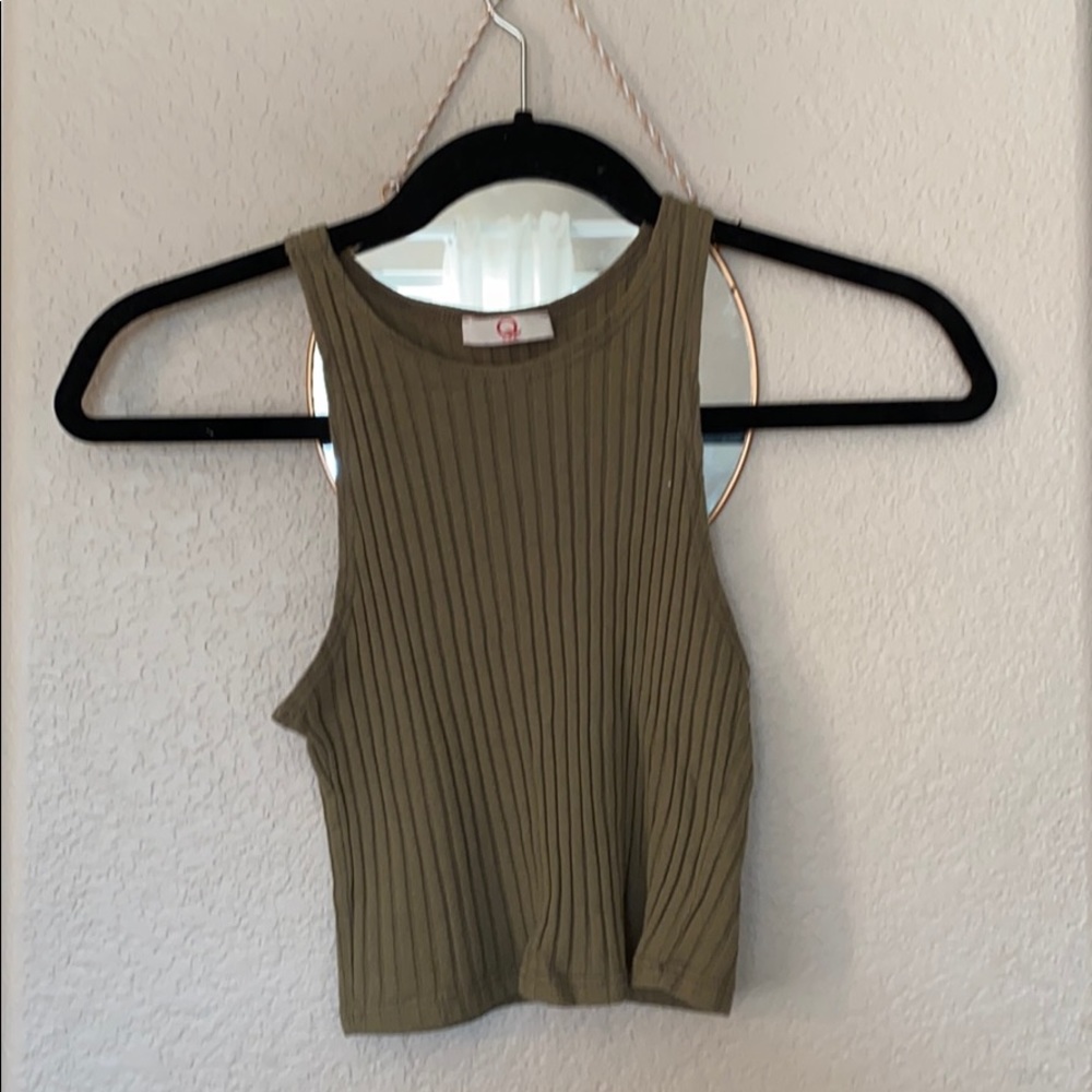 high neck ribbed tank